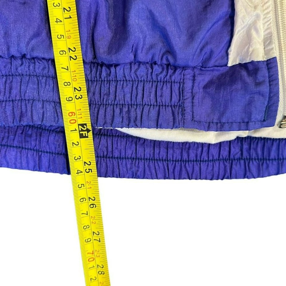 Vintage 90s Amanda Smith Purple Aztec Shoulder Pad Nylon Track Jacket‎ Womens XL - Picture 5 of 5
